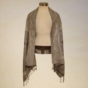 West Loop Lightweight Pashmina Shawl Scarf Metallic Tinsel Gray One Size FitsAll